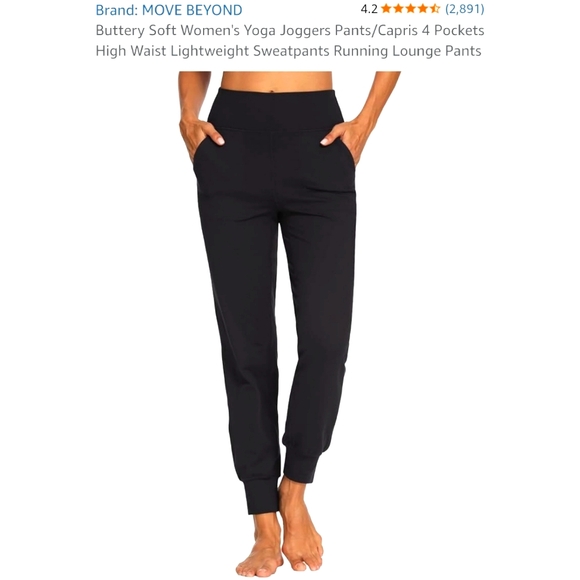 Move Beyond Black Yoga Joggers with Pockets - Picture 1 of 6